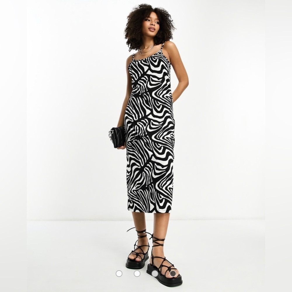 Vila cami maxi dress in zebra print